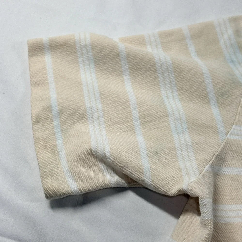 Vintage Polo Ralph Lauren Stripe Polo Shirt Mens XL Pocket USA Beige Cotton